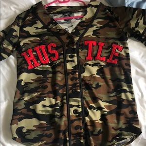 camo hustle button up